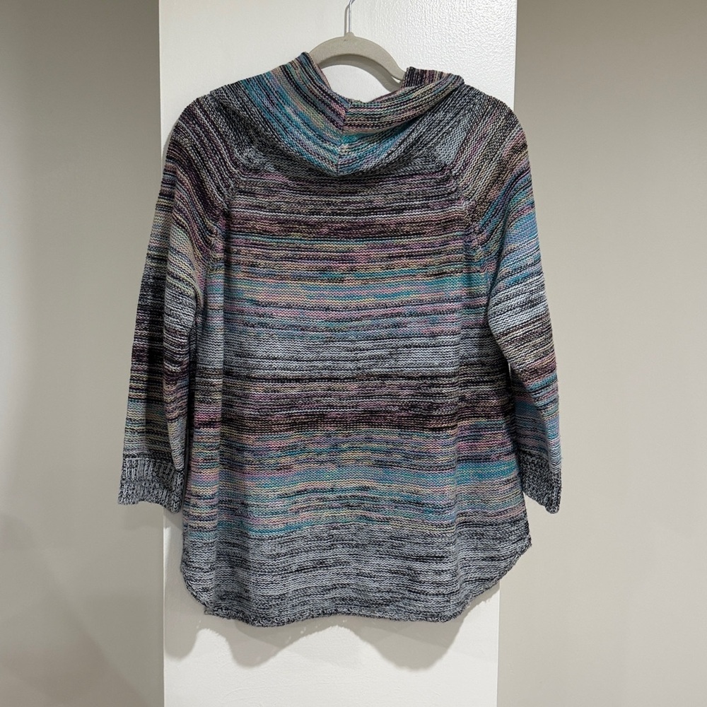 John Paul Richard cowl neck sweater with multicolor knit and cable-knit details - Picture 2 of 6